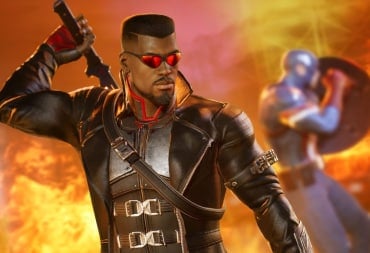 Blade and Captain America surrounded by fire in Firaxis Games' Marvel's Midnight Suns